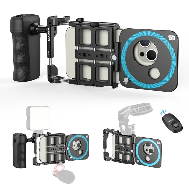 APEXEL Universal Metal Phone Rig Video Kit Handheld Smartphone Vlog ...