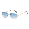 Retro Sunglasses For Men And Women High-End Frameless Fashion UV400 Irregular Cut Lenses Women Sun Glasses. 
