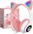 CAT STN-28 Over Ear Music Headset Glowing Ear Headphones Foldable Wireless BT5.0 Earphone with Mic AUX IN TF Card MP3 Player Colorful LED Lights for PC Laptop Computer Mobile Phone. 