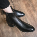 Men High Top Boots PU Solid Color Simple Fashionable Comfortable Men High Heels Boots.