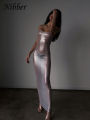 Nibber See Through Maxi Dress Women  Strappy Dresses Body-shaping Vestido Female Stunning Hipster Attirewear Clothing. 