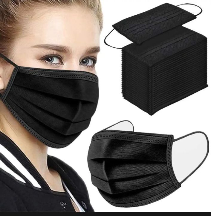 Surgical Black Face mask 50 Pcs 3 Ply  1 BOX