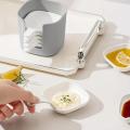 6pcs/Set Sauce Dish Dipping Bowls,Plastic Seasoning Dish White Square Dipping Sauce Pickle Dish Spit Bone Dish with Handle. 
