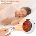 Electric Space Heater Mini Portable Wall Mount Home Office Desktop Warm Air Heater Warmer Fan Silent Remote Fast Heat Thermostat. 