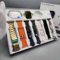 I20 Ultra Max Suit In Gold Edition Ultra 49MM Big Display Smart Watch + 7 Straps + Airpods Pro 2 + 49mm Jelly Watch Case All In One Box. 