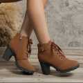 Women's Ankle Boots, Fashionable Versatile Chunky Heel Side Zipper Shortie, New 2025 Seasonal Shoes for All Seasons Gift Idea Cute Travel Style Classic Elegant Comfort Breathability Lightweight Trendsetter Plus Size. 