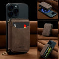 Magnetic Attraction Zipper Leather Card Slot Wallet for iPhone 17     Phone MagSafe Magnetic Phone Bag. 