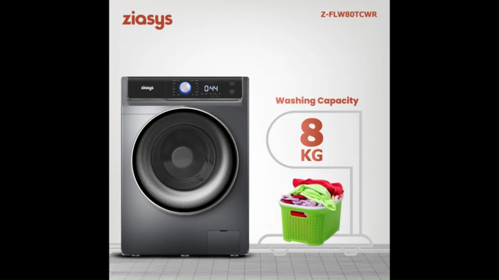 ZIASYS Z-FLW80TCWR 8KG Front Load Smart Washing Machine