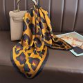 Leopard Scarf Women Imitation Silk Neck Ribbon Ties for Hair Bands Lady Shawls and Wraps Bandana Foulard Square Scarves. 