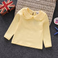 Fall Spring Little Girls Shirts Cotton Lace White Long Sleeve Child T-shirt Girls Kids Baby Toddler Tops and Blouses.
