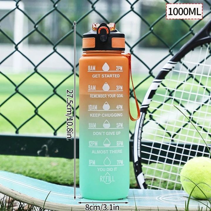 3Pcs Gradient Plastic Sports Water Bottle Motivational Drinking Bottle