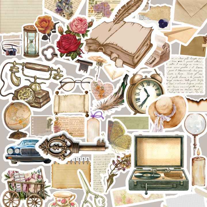 50+ Pieces Vintage Sticker Pack | Vintage Stickers | Retro Bloom Sticker Pack | The Classic Cut Stickers | Old Soul Paper Stickers | Rustic Vibes Journal Stickers | Vintage Vault Scrap Pack | Retro Touch Aesthetic Stickers | Echo Era Vintage Set