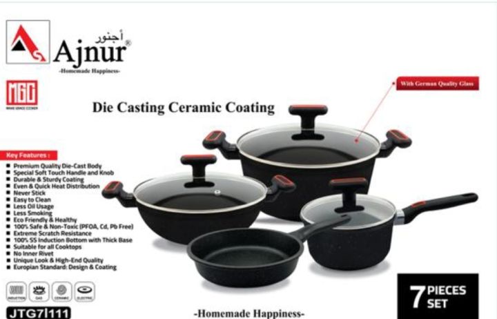 Prestiege / MGC 7 Pcs Induction Cookware Set For Superior Release -1Pc Casserol, 1Pc Fry pan, 1Pc Karai, 1Pc Milk pan and 3 lids Gift And Home Use