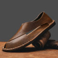 Genuine Leather Men's Sandals Beach Shoes Slippers High Quality Non-slip Men Casual Breathable Summer Footwear Mens Outdoor Shoe. 