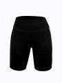 High Stretch Plus Size Athletic Shorts for Women Sporty Knit Mid Thigh Pants with Side Stripes Fashionable and Comfortable Pants.