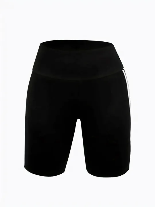 High%20Stretch%20Plus%20Size%20Athletic%20Shorts%20for%20Women%20Sporty%20Knit%20Mid%20Thigh%20Pants%20with%20Side%20Stripes%20Fashionable%20and%20Comfortable%20Pants%20-%20Image%204