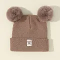 Autumn Winter Baby Warm Knitted Hats With Pom Kids Knit Beanie Hat Solid Color Children Hat For Boys Girls Accessories. 