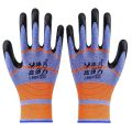 Blue Orange Non-Slip Anti-Cut Bulk Nitrile Coated Frosted Work Safety Hand Gloves. 