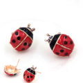 1Pair Insert Earrings Exquisite Paint Stud Earrings Red Oil Ladybug Ear Studs Fashion Handmade Animal Rhinestone Female Jewelry. 