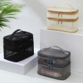 Double Layer Mesh Makeup Bag, Wash Bag, Women's Portable New Large Capacity Storage Bag, Cosmetics Storage Bag. 