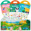 Reusable Sticker Book for Kids, Busy Book for Toddlers 1-3, Animal Stickers, Toddler Travel Toys, Jelly Quiet Book 6 Themes Preschool Learning Activities for Toddlers Ages 3-6(Animals). 
