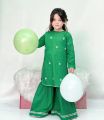 14 august dress | Hand embroidered 2-piece set | Green and white dress | Independence Day dress | summer cotton/lawn dress for baby girls. 