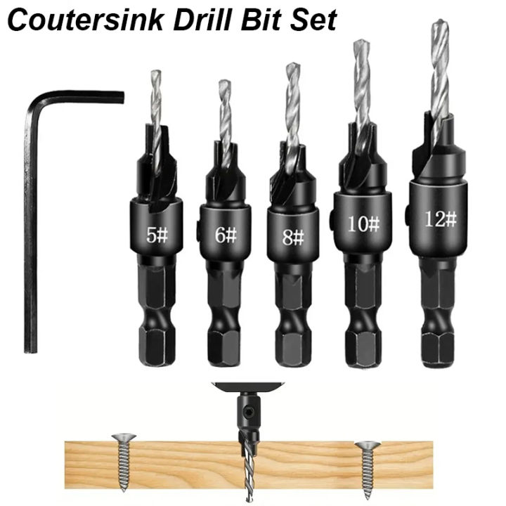 Countersink Drill Bit Set for Wood Counter Sink Wood Pilot Screw Hole ...