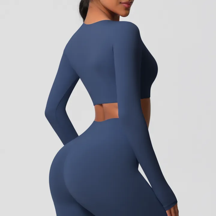 Yoga%20Shirts%20For%20Women%20Long%20Sleeve%20With%20Padded%20Fitness%20Running%20Gym%20Clothes%20Workout%20Dry%20Fit%20Breathable%20High%20Elastic%20Sports%20Top%20-%20Image%202