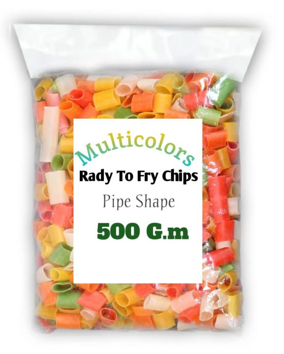 Ready to fry Pipe Shape (Multicolour) Tasty Papor Chips / Crunchy Papad / Chips / Snacks - 500 gm