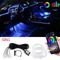 Flexible EL Wire Lights With App Control Ambient Atmosphere Strip Light Decorative Lamps 12V Car Interior Neon RGB Led Strip. 