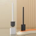 Black Silicone Toilet Brush with 360° Flexible Head & Quick-Dry Holder - Long Handle for Deep Cleaning Small Bathrooms/RV Anti. 
