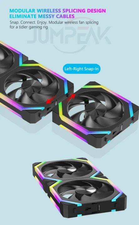 JUMPEAK%20CS120%20ARGB%20Cooling%20Fan%20360mm%20240mm%20Modular%20Stackable%20Splicing%20PWM%20Silent%20120mm%20RGB%20Fans%20For%20Gaming%20PC%20Case%20Water%20Cooler%20-%20Image%205