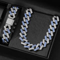 2pcs Jewelry Set Hip Hop Geometric Cuban Chain Neck Fashionable High Quality Hip Hop Rhinestone Neck Bracelet Jewelry holiday gi. 