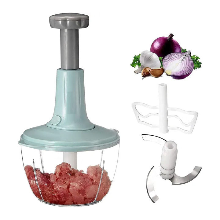 Manual Chopper Hand Operated - Manual Hand-Powered Food Chopper Machine for Meat , Vegetables - Kitchen Gadgets - Chopper Machine hand pump - Kitchen accessories (No Colour Choice) Random Color