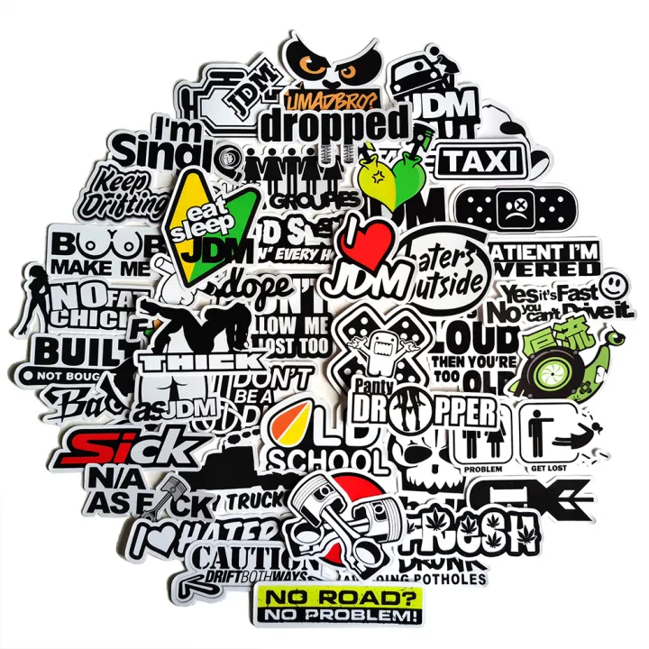 50pcs%20Funny%20JDM%20Styling%20Stickers%20Skateboard%20Luggage%20Bumper%20Bike%20Car%20Motorcycle%20Scooter%20Cool%20Decals%20Sticker%20Bomb%20Toy%20Waterproof%20-%20Image%202