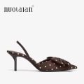 Fashion Polka Dot Butterfly Knot Decoration Brand Pumps Women Elegant Pointed Toe Thin Heel Designer Shoes Party Dress Shoe.
