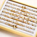 Vintage Elegant 66 Piece Fashion Ring Set Gold Color Pearl Geometric Rings Design for Women Daily Party Wear Jewelry Gifts 2024.