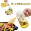 550ml 2-in-1 Glass Oil Spray Bottle for BBQ, Camping, and Fitness Fat Loss | Kitchen Cooking Utensil. 