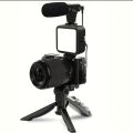 Vlogging Kit All in One Video Making with Tripod Stand, LED light, microphone, Mobile Holder For all Mobile Phone's & DSLR Camera. 