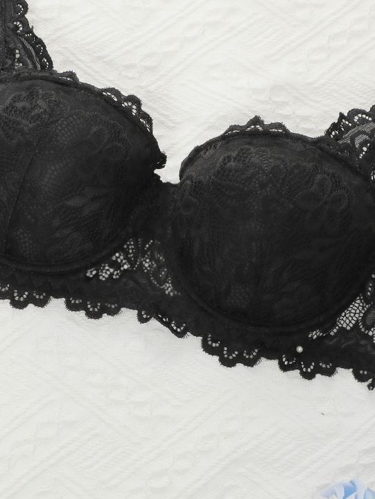 Viomisha%20Sexy%20Lingerie%20Set%20for%20Lady%20Push%20Up%20Bra%20with%20Steel%20Ring%20B%20Cup%20Black%20Lace%20Underwear%20Panty%20Female%20Intimate%20Clothes%20-%20Image%203