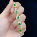 Moonso Luxury Pink Green Gold Color Princess Bracelet Bangle for Women Anniversary  Jewelry Wholesale S8239. 