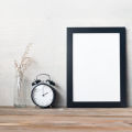 A4 Size Photo Frame with Side Table Stand and Hanging Hooks - Wooden Black Frame. 