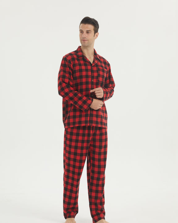 Mens%20Flannel%20Pajama%20Sets%20Cotton%20Plaid%20Pajamas%20for%20Men%20Pjs%20Set%20Soft%20Lounge%20Sleepwear%20Pj%20Pants%20with%20Pockets%20Flannel%20Shirts%20-%20Image%204