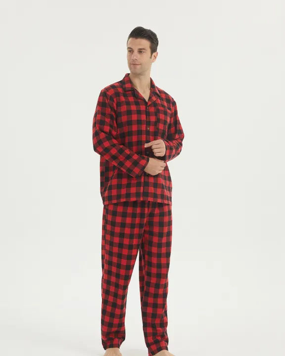 Mens%20Flannel%20Pajama%20Sets%20Cotton%20Plaid%20Pajamas%20for%20Men%20Pjs%20Set%20Soft%20Lounge%20Sleepwear%20Pj%20Pants%20with%20Pockets%20Flannel%20Shirts%20-%20Image%204