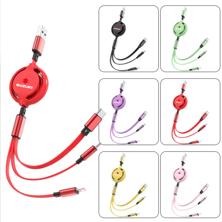 3 In 1 Extendable Fast Charging Type C Cable For Suzuki Swift Vitara ...