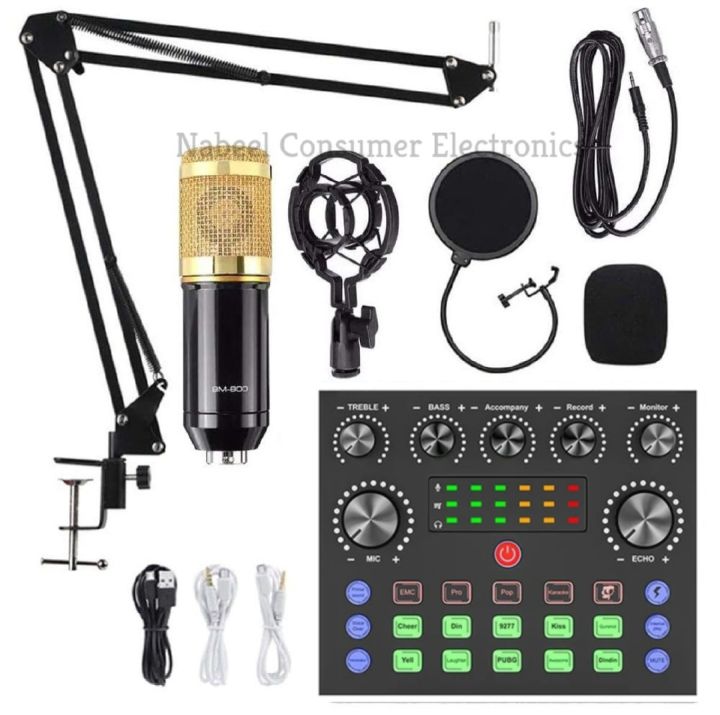 Bm 800 Condenser Microphone With V8-S Sound Card & Microphone stand