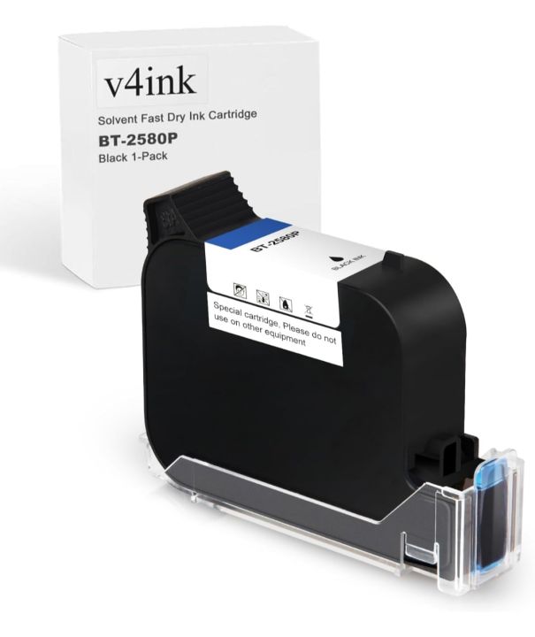 Cartridge Bentsai BT-2580P Black Ink Cartridge 42ml Solvent Fast Dry Ink Replacement for Handheld Inkjet Printer BT-HH6105B2, BT-HH6105B3, B10