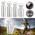 Simple Single Walled Water Bottle Leak-Proof Stainless Steel Bicycle Water Bottles Bamboo Lid Metal Flask Portable Sports Kettle.