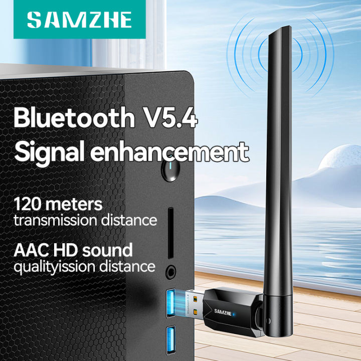 SAMZHE Bluetooth 5.4 Adapter for PC 120m Long Range USB Dongle Wireless Transfer for Bluetooth Mouse Keyboard HIFI Headphone