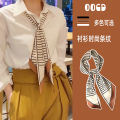 Fashion Blue Print Silk Scarf Women Soft Satin Horse Hairband Bevel Neckerchief Office Hijab Headband Foulard Bag Ribbons Gift. 